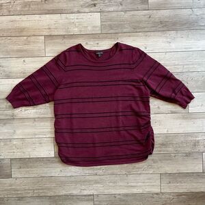 Lane Bryant | Maroon Stripped 3/4 Sleeve Sweater | Size: 22/24